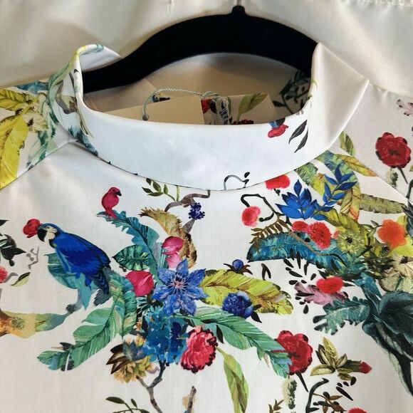 Funny Girl Sz XL One Piece Swimsuit  White & Tropical Zipper Padding Summer - Picture 7 of 14